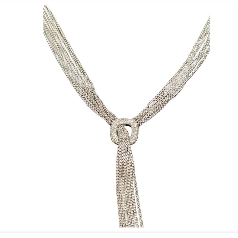 David Yurman Sterling Silver Five Strand Waterfall Diamond Lariat Necklace